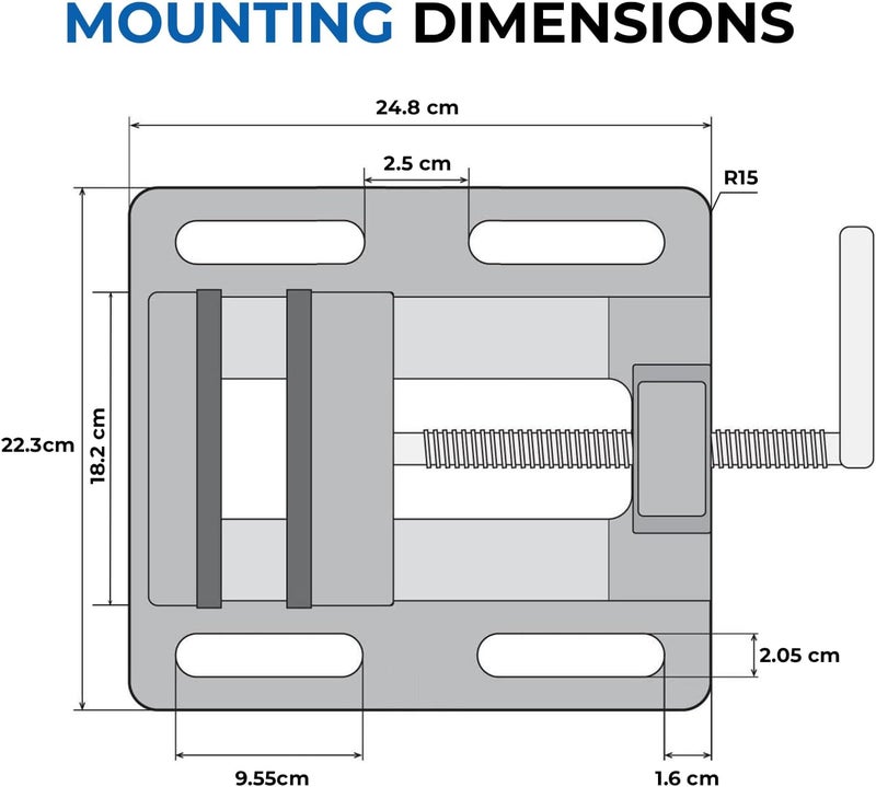 Forward Q196A 6 Inch Drill Press Vise Portable Bench Vise with Slotted Base, 6" Jaw Width - Image 2